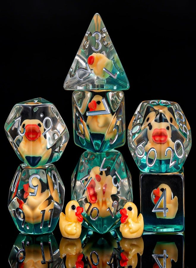 Weyano Resin D&D Dice Set, 7pcs Polyhedral Dice (D4, D6, D8, D10, D12, D20, D%) for Dungeons and Dragons, RPG, MTG (Yellow Duck) for Ages 15 and Up - Image 1
